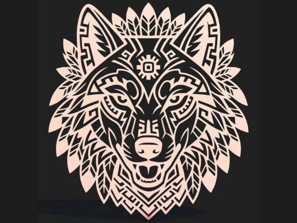 Download Aztec Wolf Head CNC Wall Art Design - Sign Collection