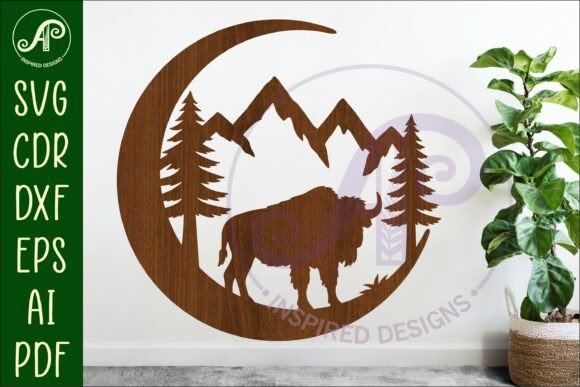 Download Crescent Moon Bison Animal Wall Sign - Sign Collection