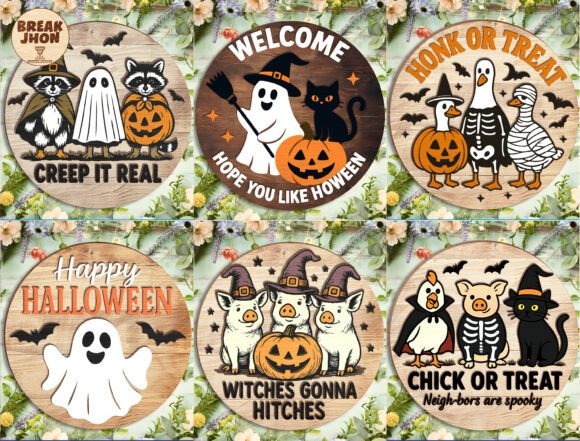 Download Funny Halloween Round Sign SVG Bundle - Sign Collection