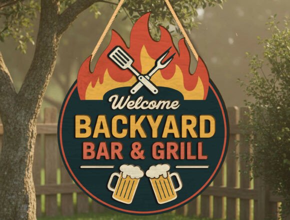 Download Backyard Bar and Grill Welcome Sign - Sign Collection