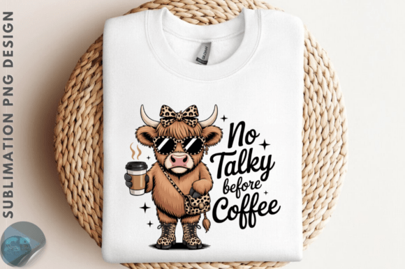 Download Cute Highland Cow Coffee PNG Design - Sign Collection