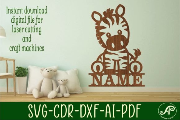 Download Cute Zebra Name Sign Svg Laser Cut Templ - Sign Collection