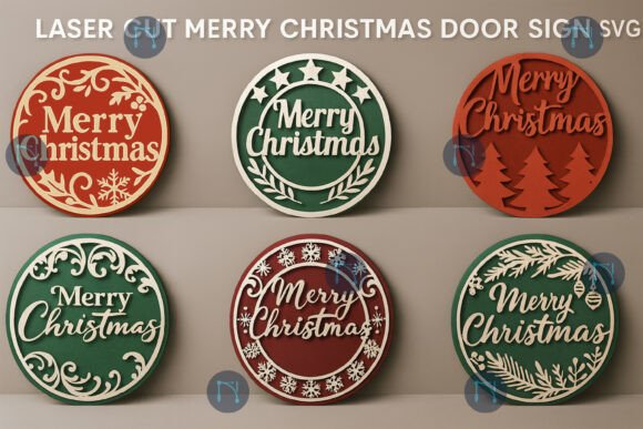 Download Merry Christmas Door Sign SVG Bundle - Sign Collection