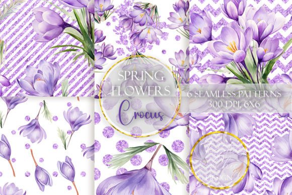 Download Crocus Flower Seamless Paper Design PNG - Sign Collection