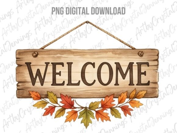 Download Watercolor Fall Welcome Sign Clipart PNG - Sign Collection
