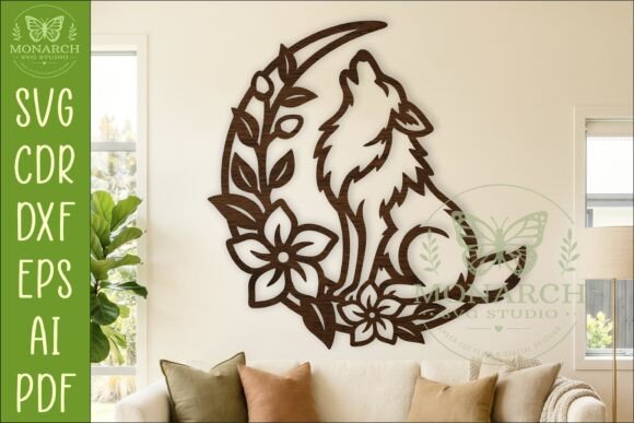 Download Floral Wolf Moon Wall Art SVG Sign - Sign Collection